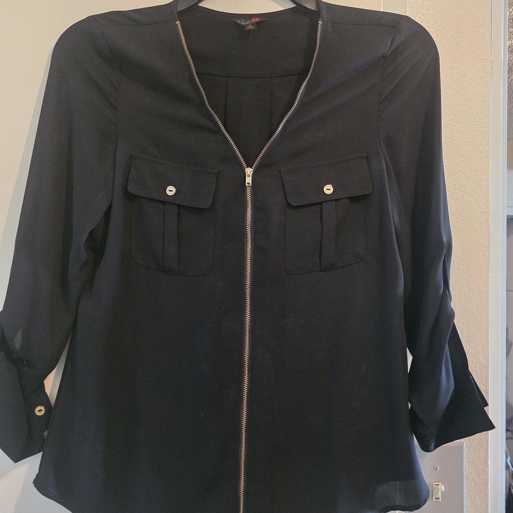 G by Guess Black Crew Neck Top